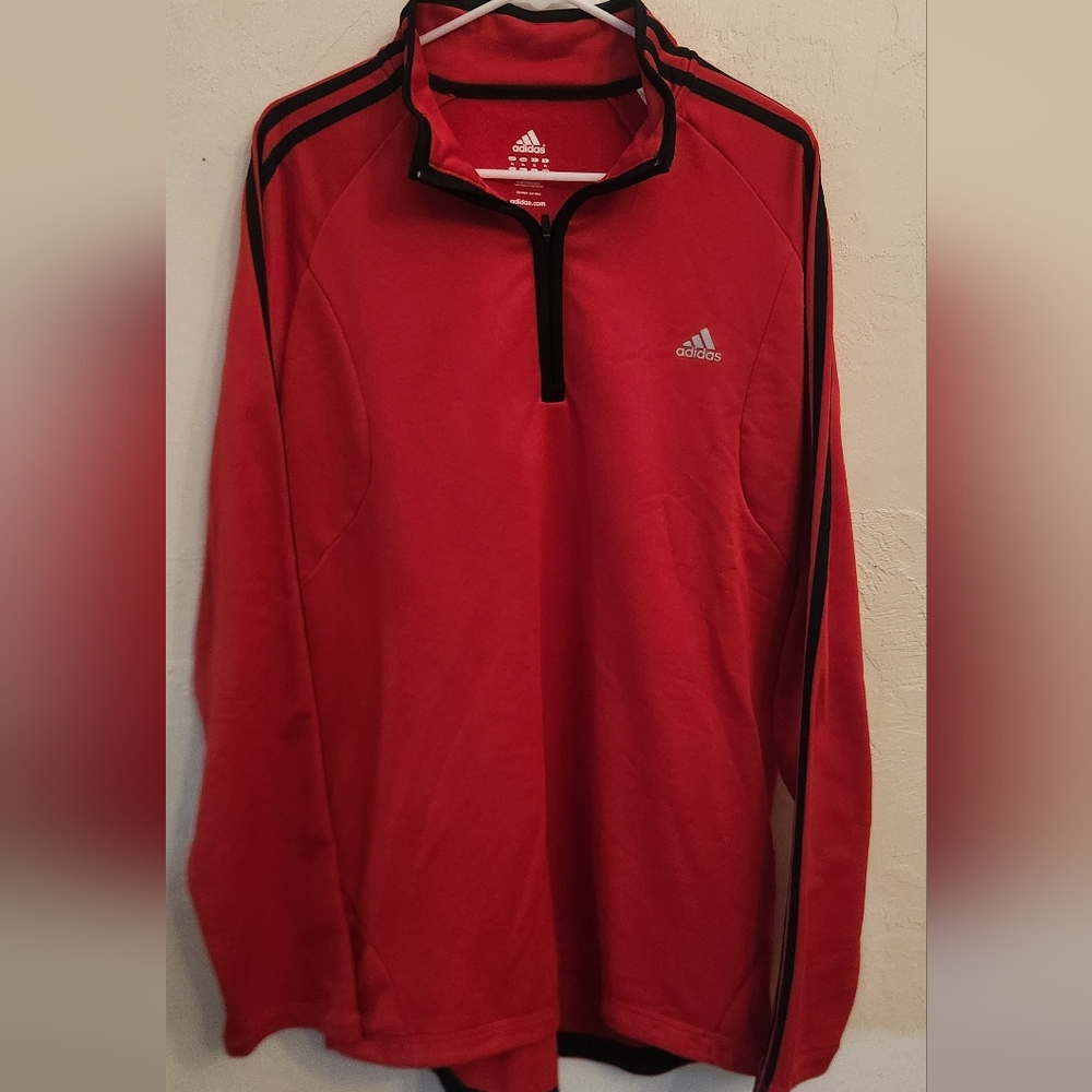 Adidas Red Quarter-Zip Top with Black Trim